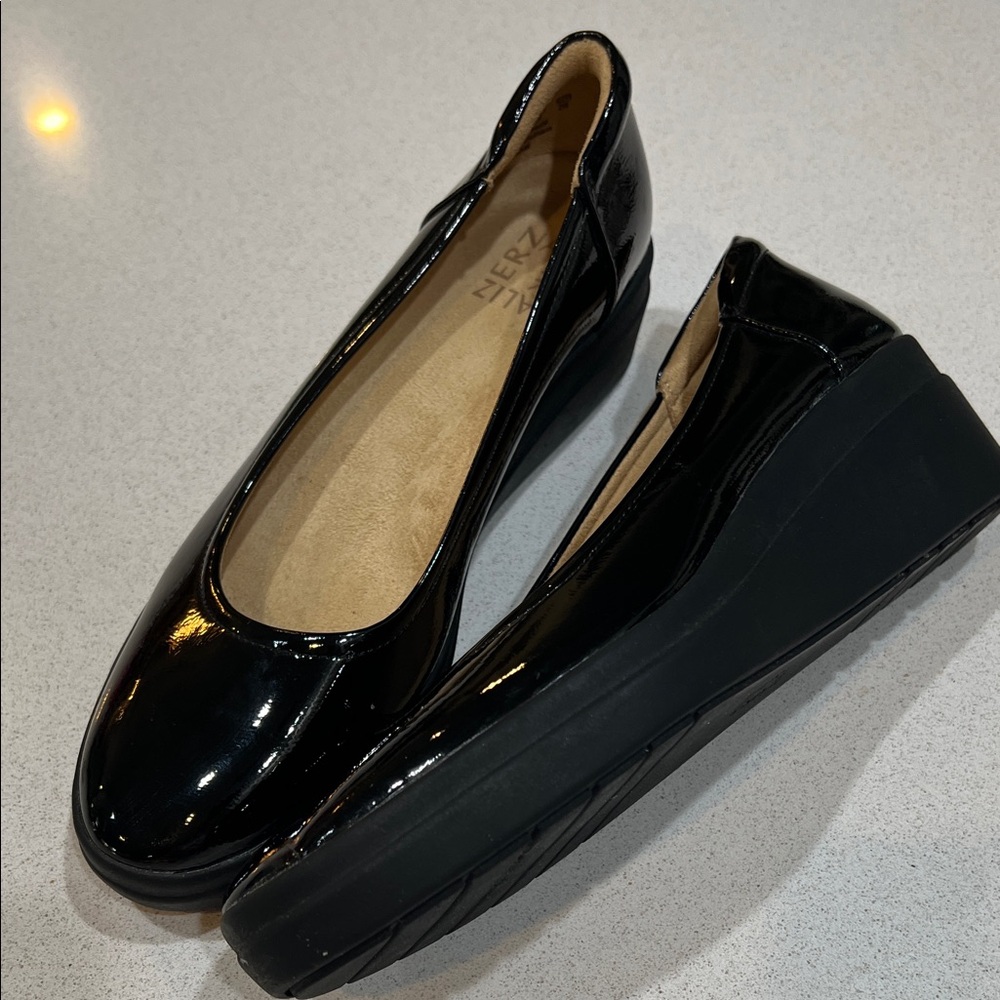 Naturalizer Black Patent Low Wedge Slip-Ons- All Day comfortable professional - Picture 7 of 7